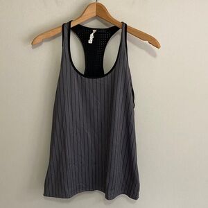 Inphorm Women's Grey and Black pinstriped Tank Top, Size Medium, Racerback